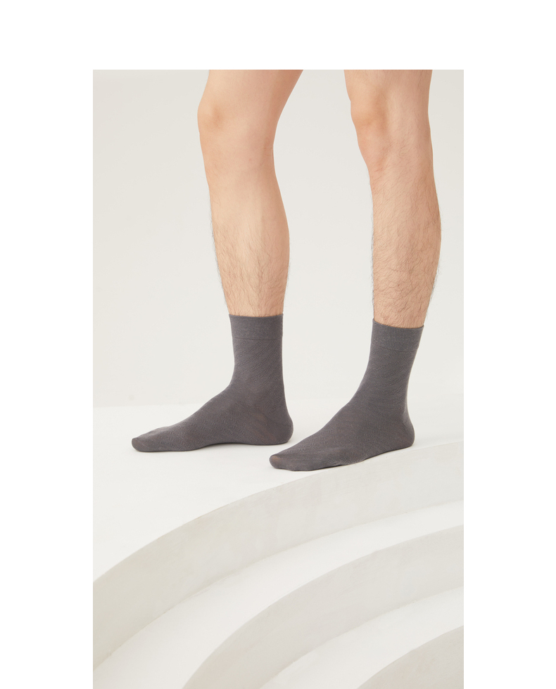 hanp/汉麻世家袜子男秋中长款防臭棉质男士中筒商务袜 蓝色 24-26cm