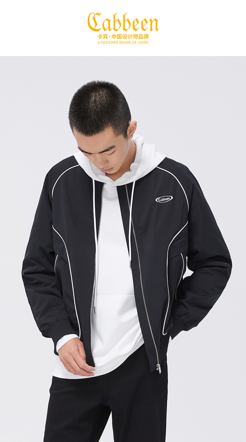 春节也发货卡宾男装休闲运动风夹克外套秋冬新款潮流撞色胶印刺绣街头