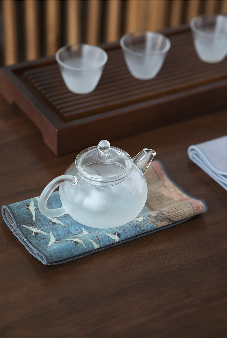 雅集茶具麂皮绒茶席布茶席防水茶桌布茶台布茶道布茶垫布艺泡茶巾麂皮