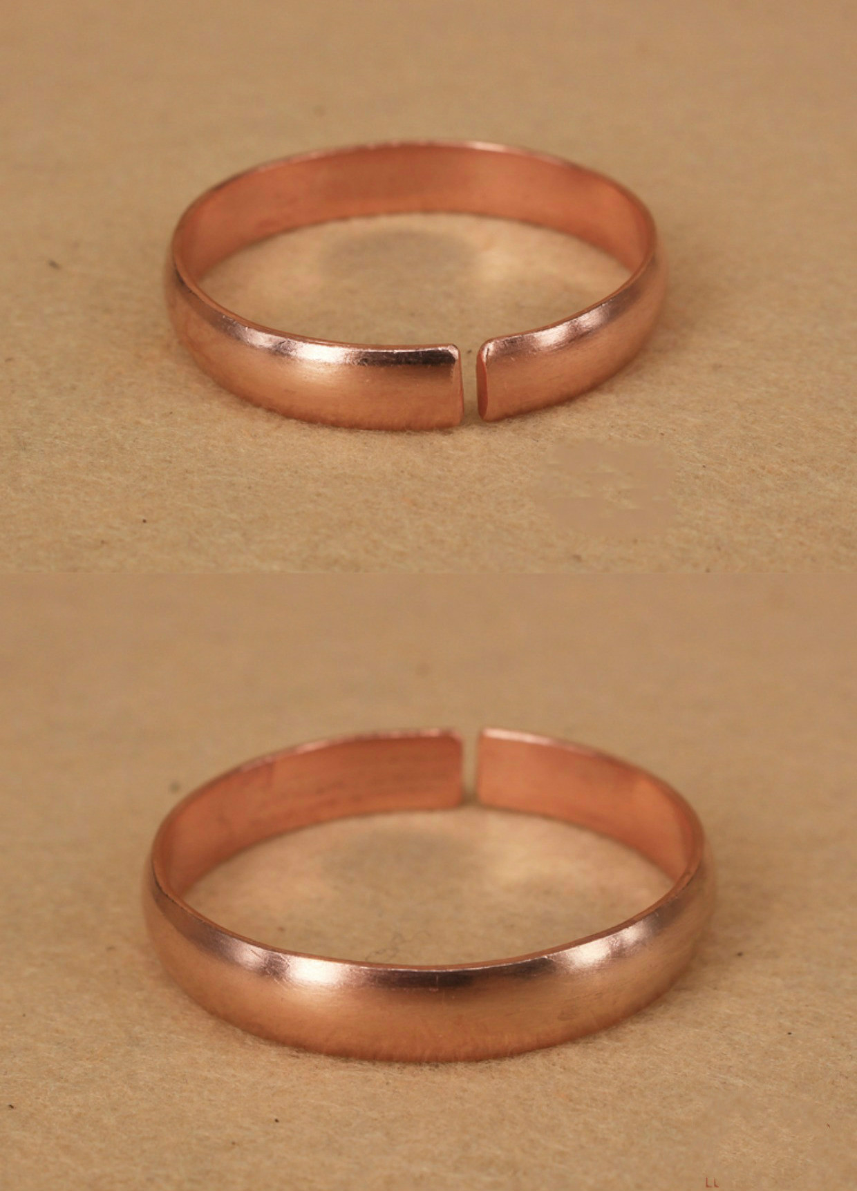 大理手工铜手镯男女款红铜紫铜镯子光面简约款素面铜镯七夕情人节礼物