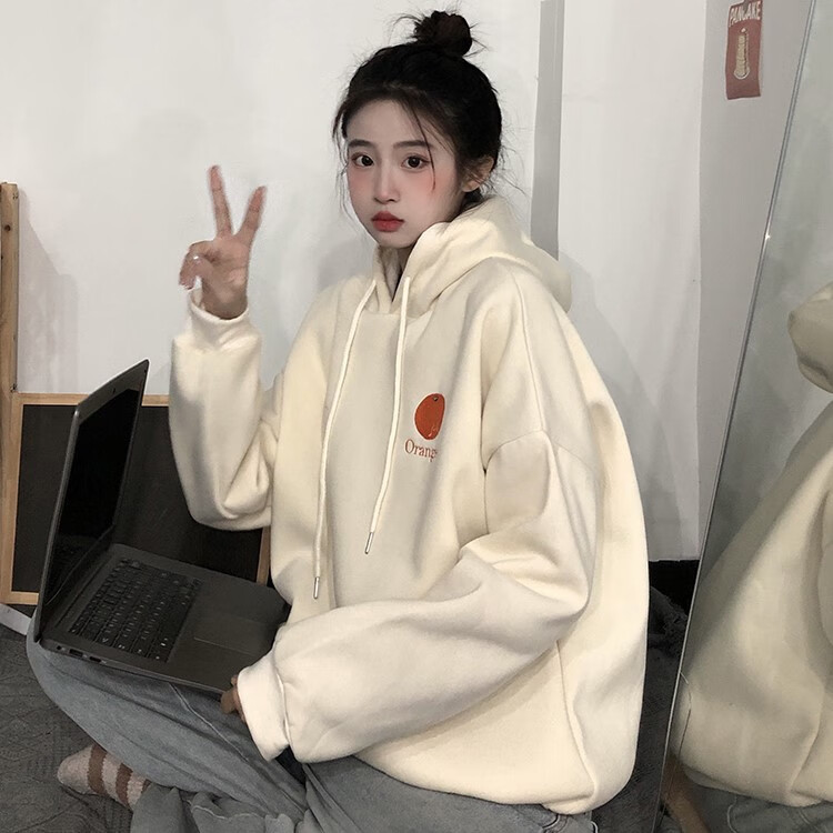 森马卫衣女加绒加厚卫衣女秋季2022新款甜美小众扎染圆领小个子外套