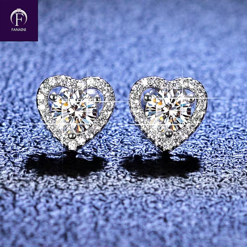 梵艾你莫桑钻耳钉女士一克拉莫桑石豪华微镶雪花六爪耳坠气质简约七夕