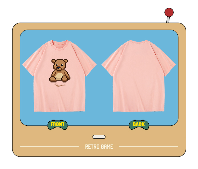 elq3891buripanther复古小熊印花t恤夏季时尚宽松短袖白色s