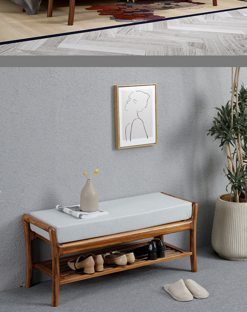 新中式全实木乌金木入户门换鞋凳可坐玄关穿鞋登长条凳可定制 换鞋凳