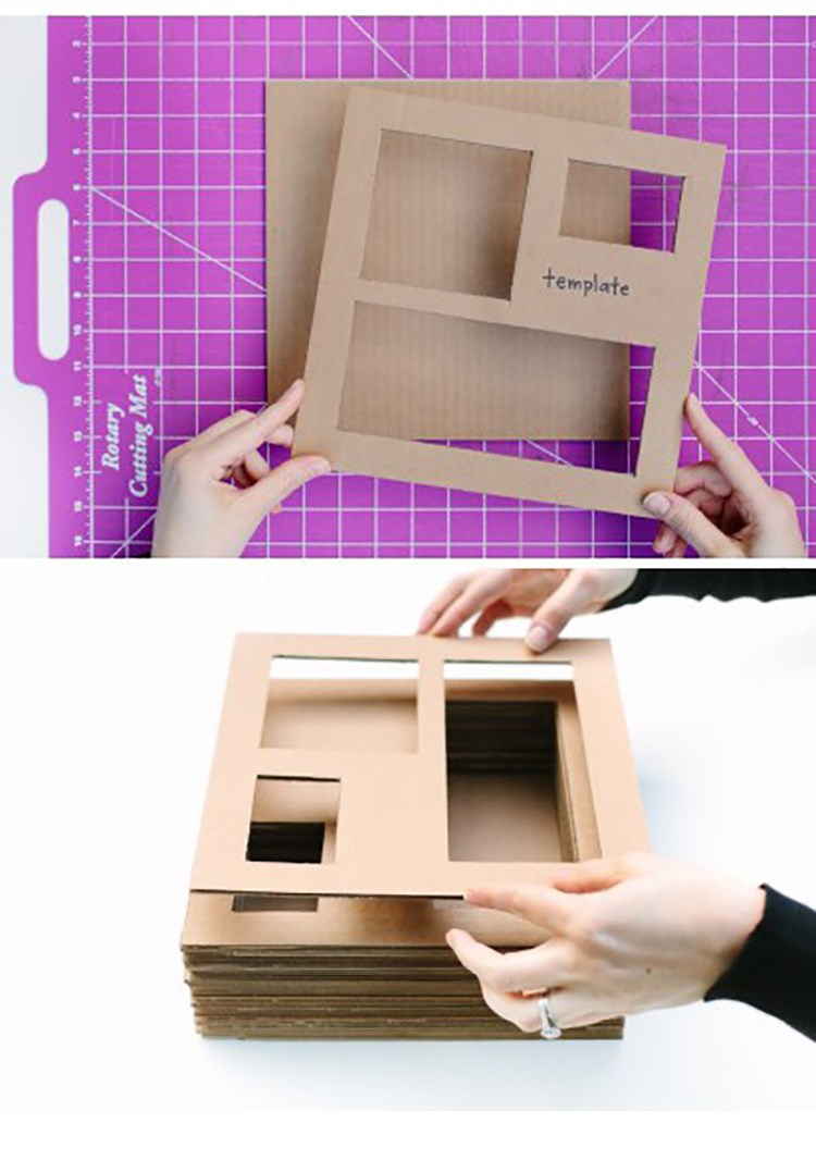 瓦楞纸板环创幼儿园diy手工制作白色硬厚纸皮隔板纸箱纸板 浅黄色 40