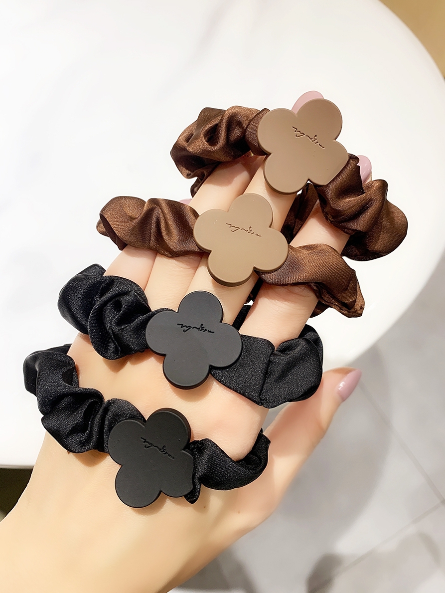 韩国东大门气质大肠圈发圈女网红ins头绳扎头发皮筋简约优雅发饰 棕卡