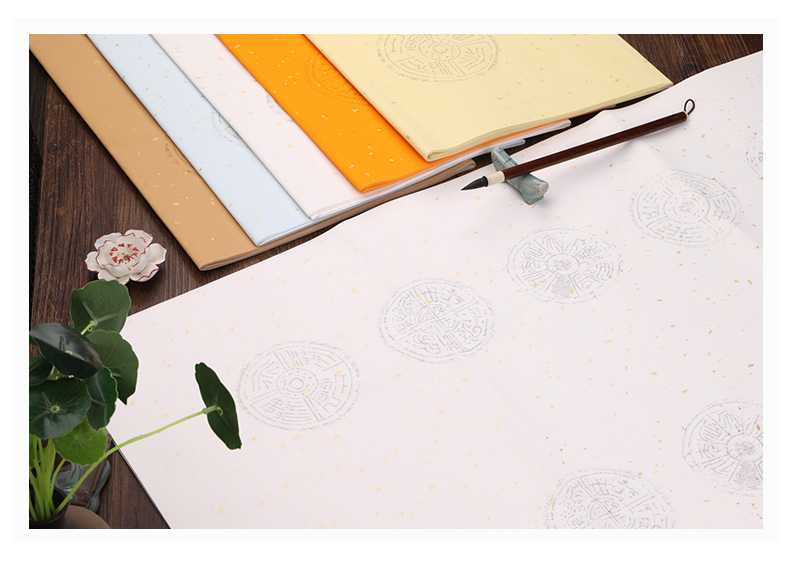 吉颖斋四尺三开瓦当宣纸书法专用纸四言五言七言宣纸对联纸半生半熟洒