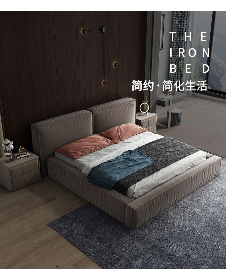 博班 布艺床 欧式轻奢免洗科技绒床1.5米1.