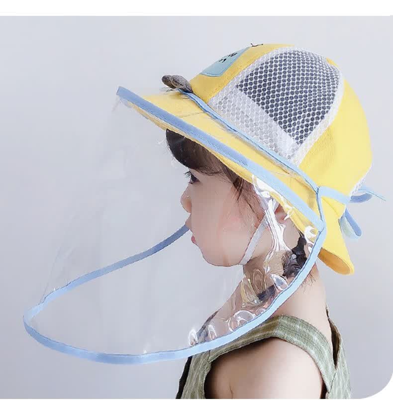 新生儿面罩0-3个月婴儿宝宝渔夫帽小黄鸭儿童面罩防飞沫隔离外出春秋