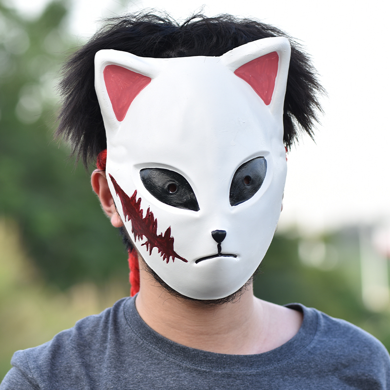 伊之助头套鬼灭之刃嘴平伊之助头套马头面具万圣节动漫角色cos聚会