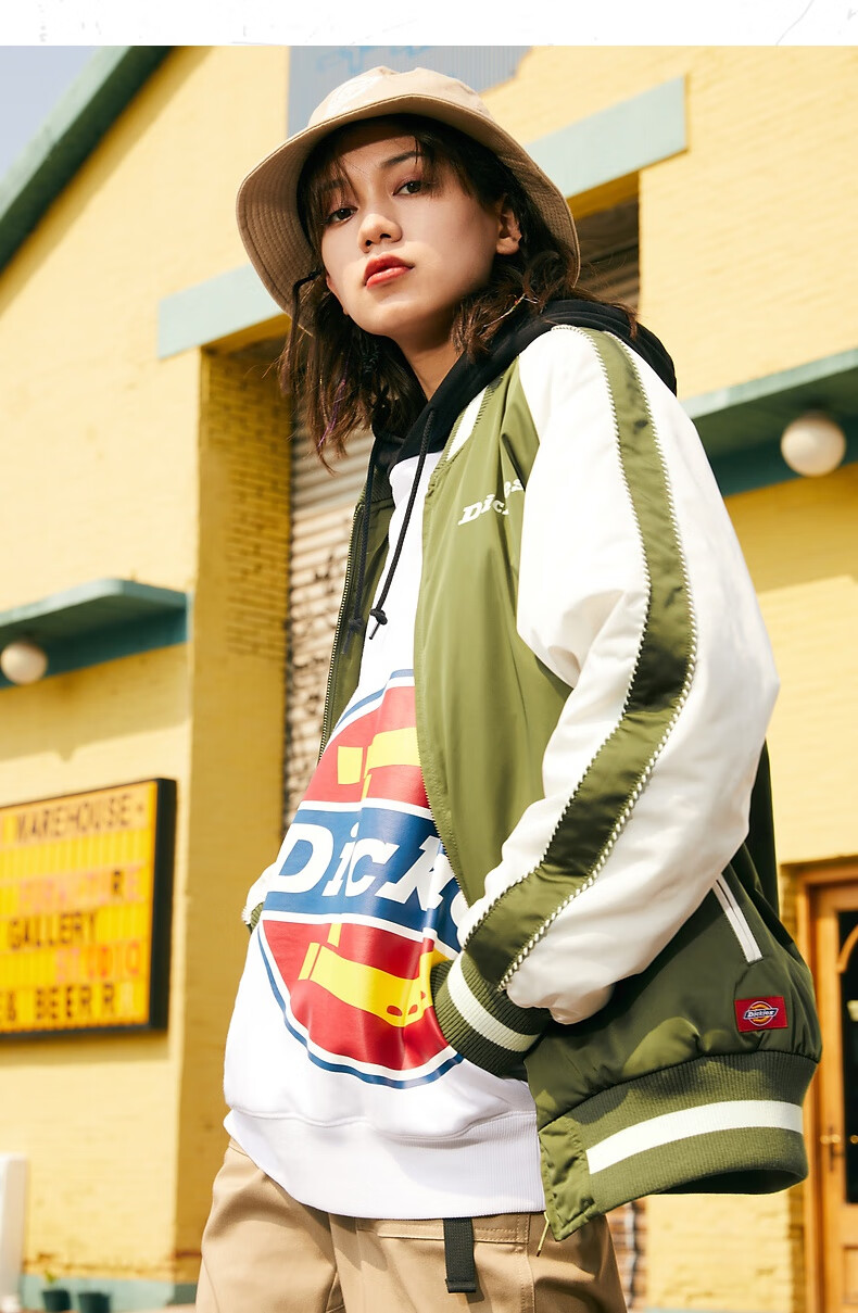 dickies棒球服夹克印花外套春夏季休闲上衣情侣款长袖棒球夹克棒球服