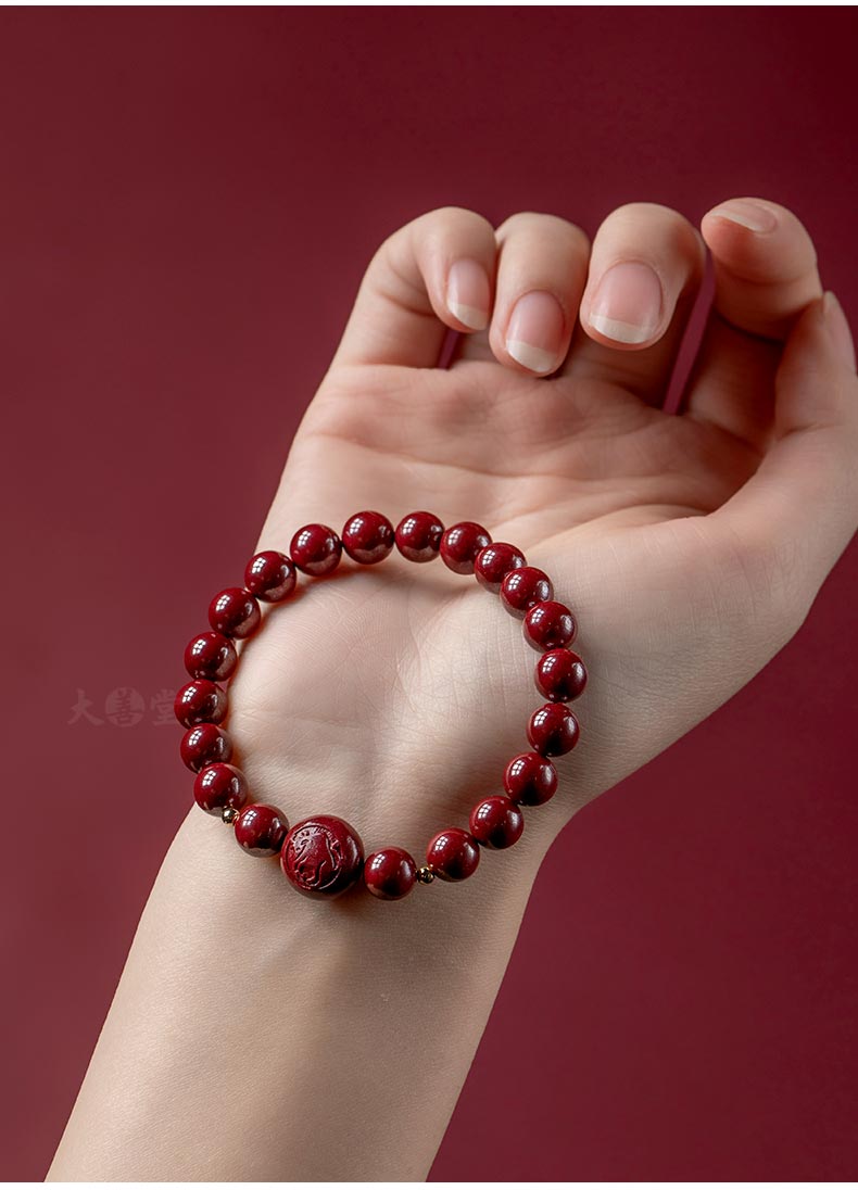 大善堂朱砂原石紫金砂十二生肖手串男女款手链饰本命年8mm手围15cm17