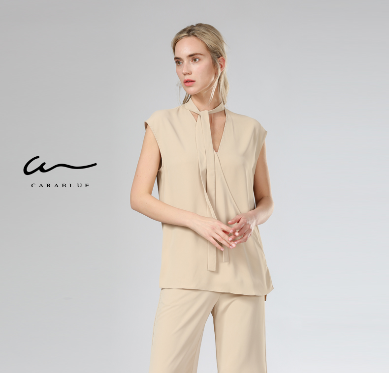 carablue女装时尚职业气质女衬衫kb191mwb0095e1米色e1am