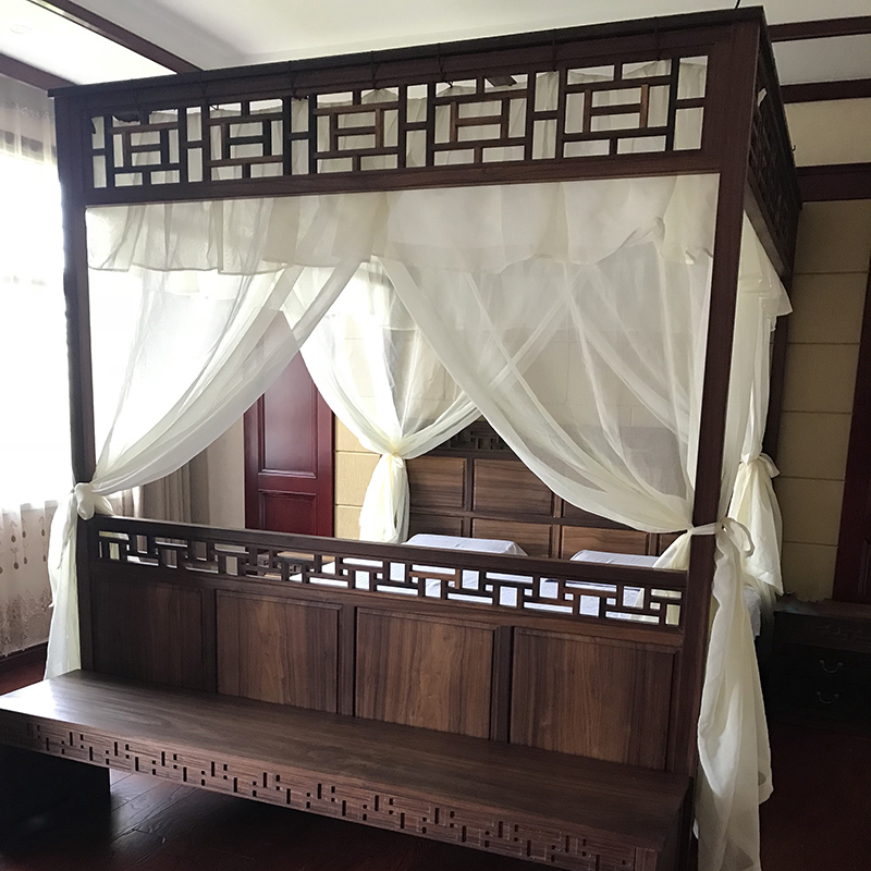 拔步床蚊帐明清仿古月洞床蚊帐中式拔步床踏步床雕花