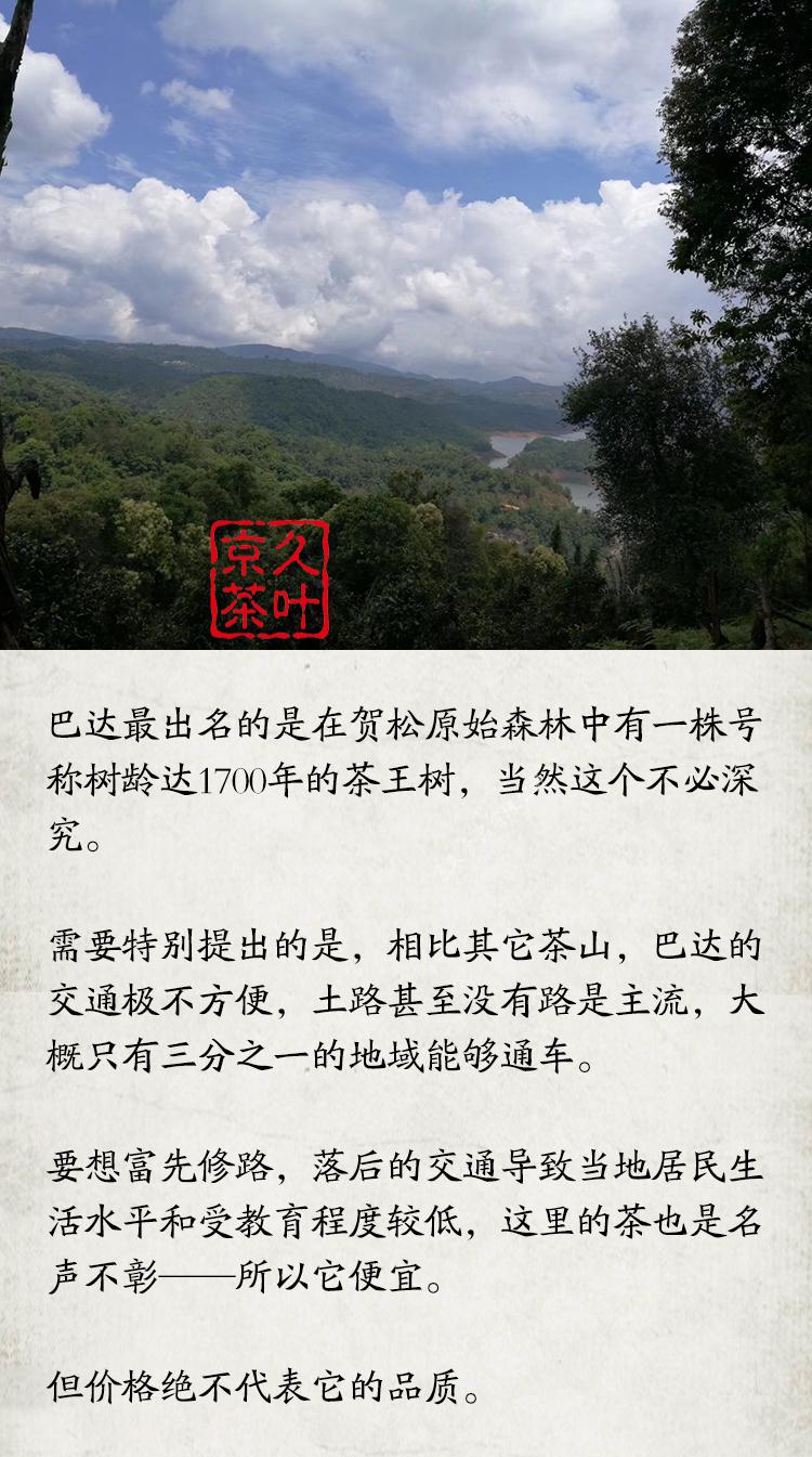 野栋普洱2020新茶云南普洱生茶巴达生普贺松古树茶叶纯料茶饼100克单