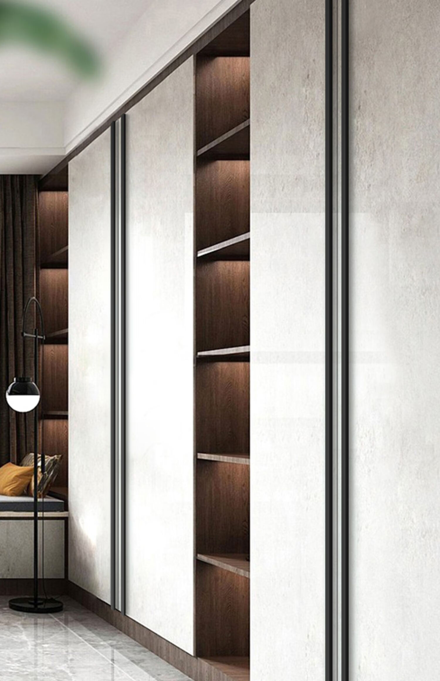 一门到顶衣柜拉手加长通顶门把手柜子大衣柜t型柜门通体长拉手 哑黑