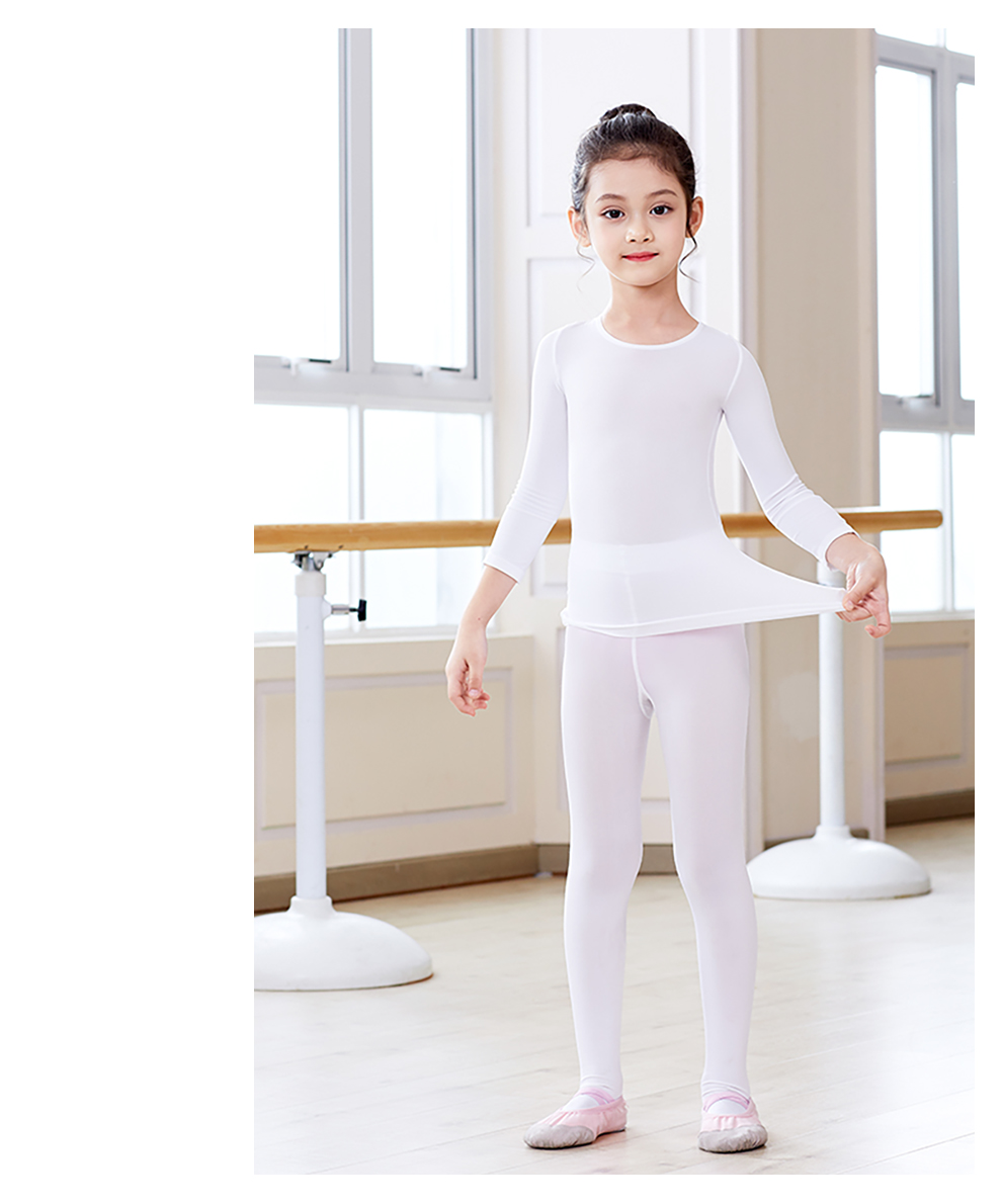 儿童舞蹈服女秋冬保暖白色打底衣女童练功紧身打底衫肉色隐形跳舞上衣