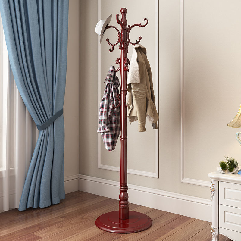欧式实木衣帽架门厅落地时尚挂衣架客厅衣服架子衣架大衣架319红