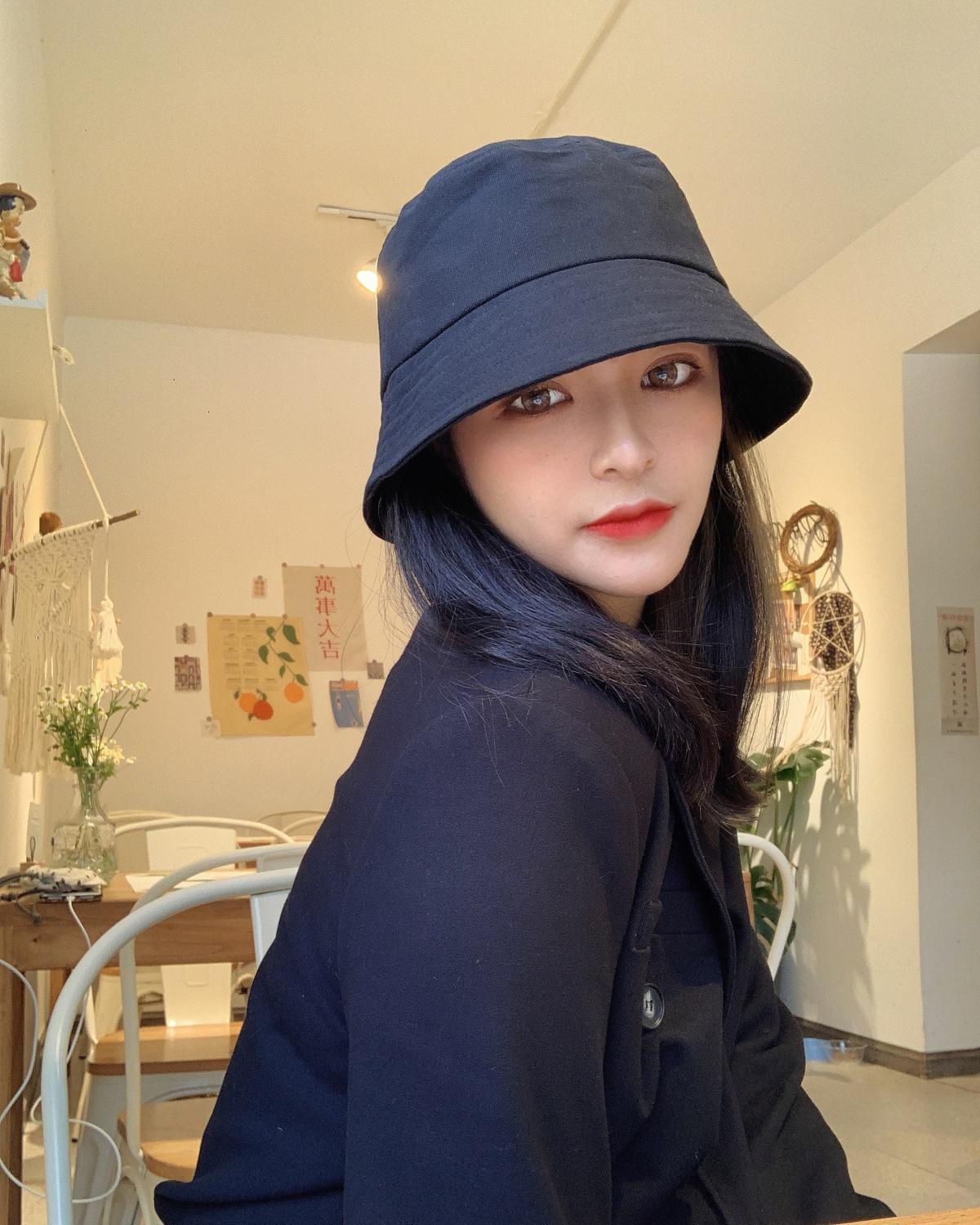 经典色夏季渔夫帽子女遮阳韩版百搭小盆帽潮ins网红日系水桶帽 米色 m