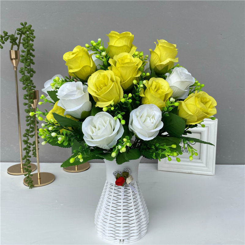 迎新必备仿真花假花摆设客厅办公桌塑料干花摆件茶几花束植物小盆栽