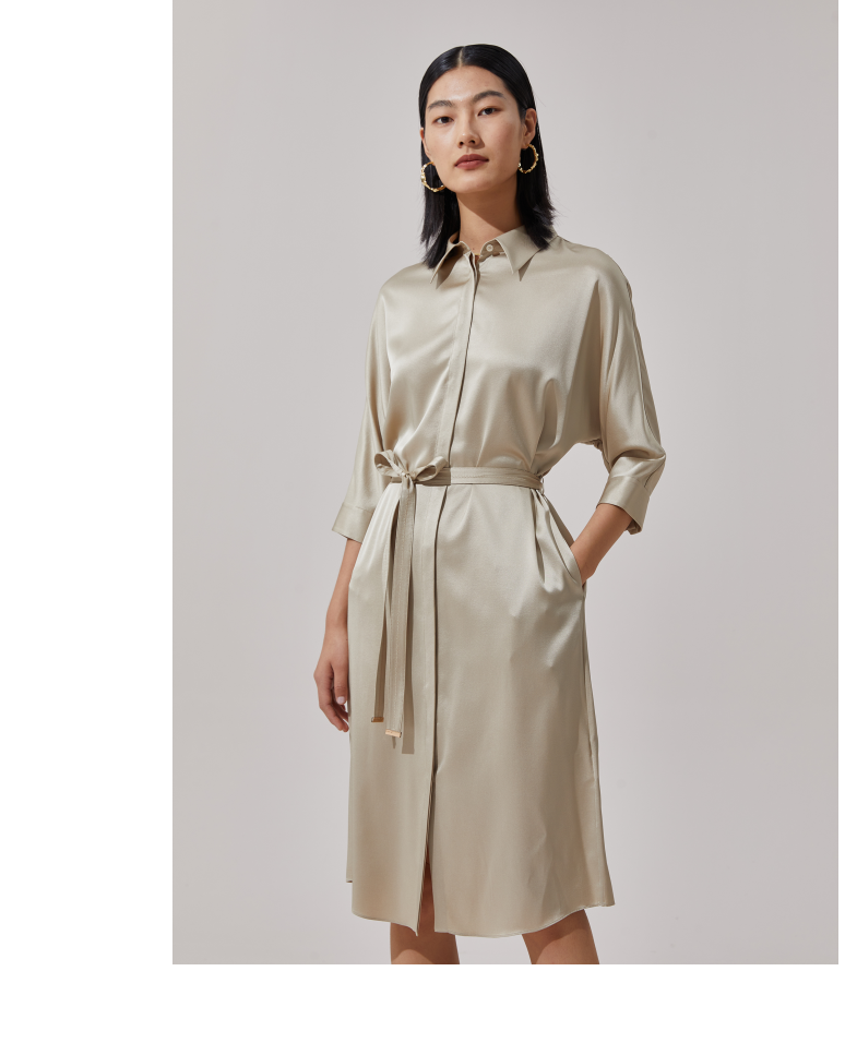 gloria/歌莉娅 新品 桑蚕丝外套式连衣裙 115l4k3t0 61y浅驼 xl【图片