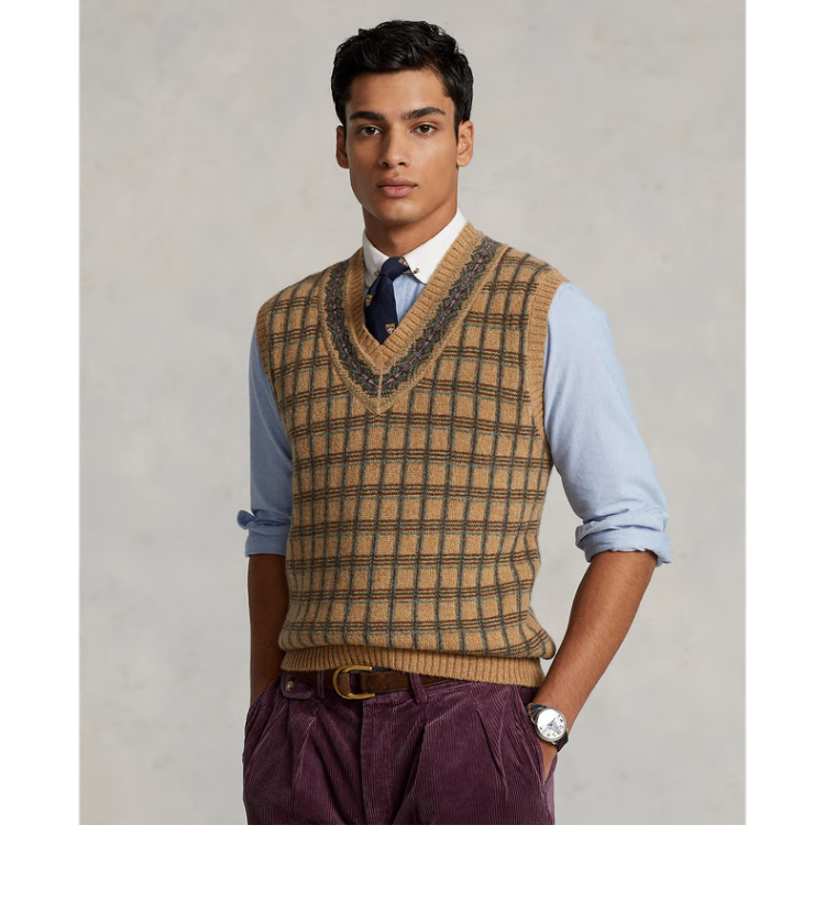 polo ralph lauren 拉夫劳伦男装 22早秋格纹针织羊毛板球马甲rl15823