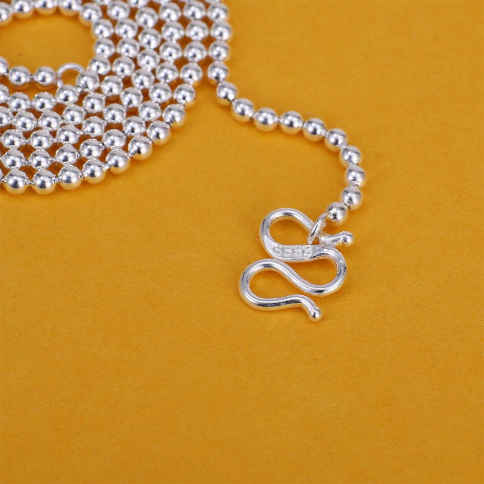 佛珠链宝宝银链子七夕情人节生日礼物 2毫米粗50厘米长圆珠链约9克