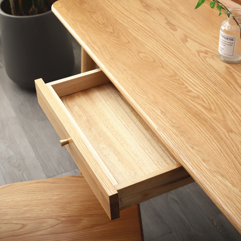 北欧实木书桌樱桃木白橡木学习桌日式原木简约小户型电脑桌白橡木1米