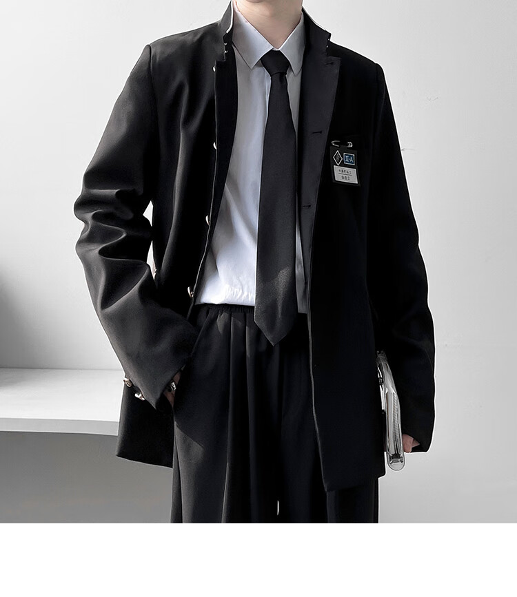 长常春藤学院风男装套装dk制服一热血高校校服中山装小西服男女百搭jk