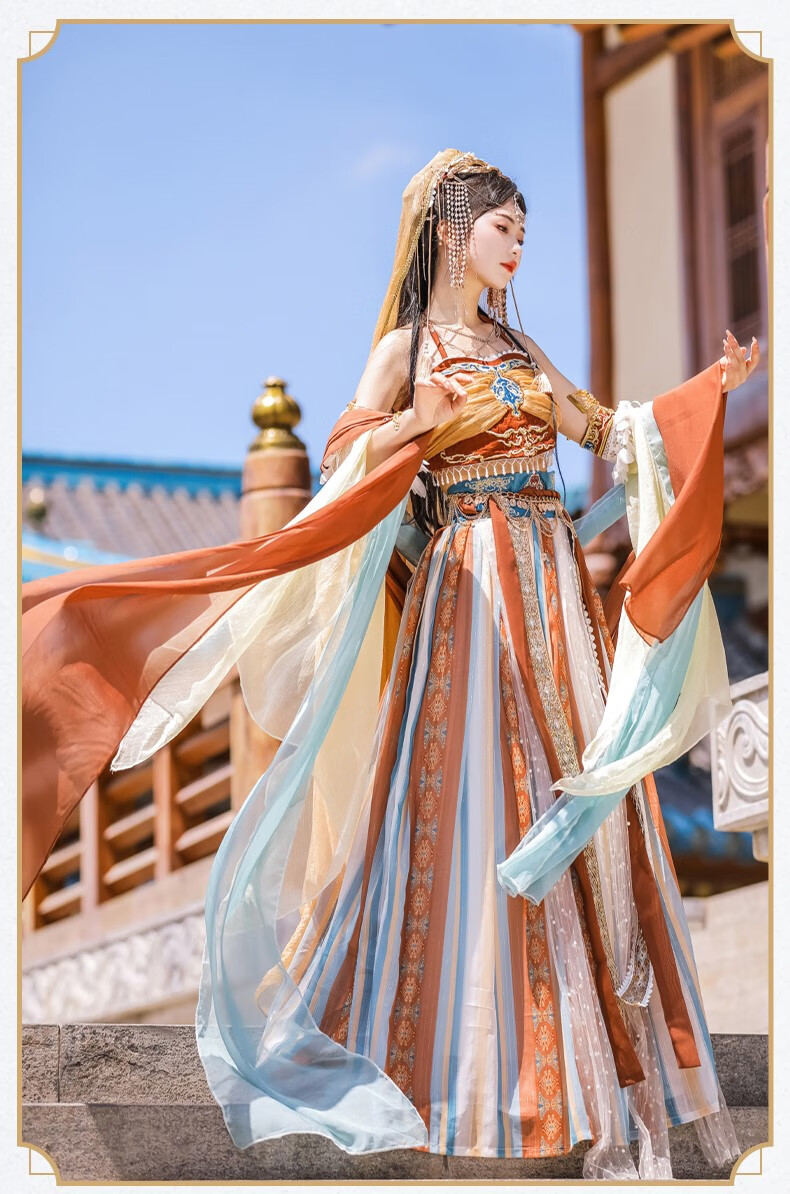 西域汉服成人女天竺公主原创敦煌异域风情汉服女舞蹈演出服古装全套秋