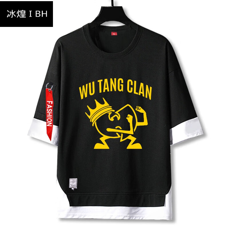 武当派wutangclan美国街头说唱rap嘻哈街舞短袖t恤衫男五分袖衣服嘉仔