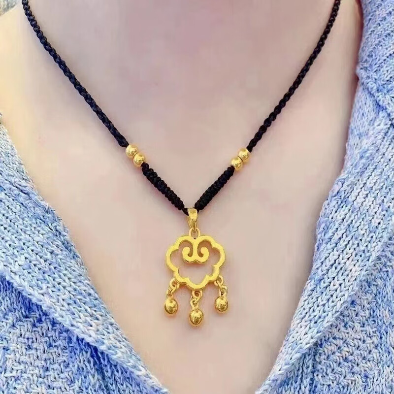 老凤凰长命锁祥云如意锁平安锁项链金锁吊坠女士如意铃铛本命年送女