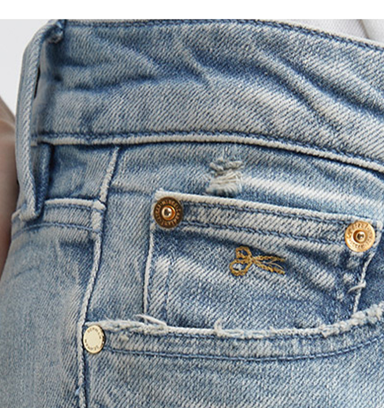 denham女士candiani牛仔时尚宽松中腰休闲破洞九分剪刀牛仔裤女monroe