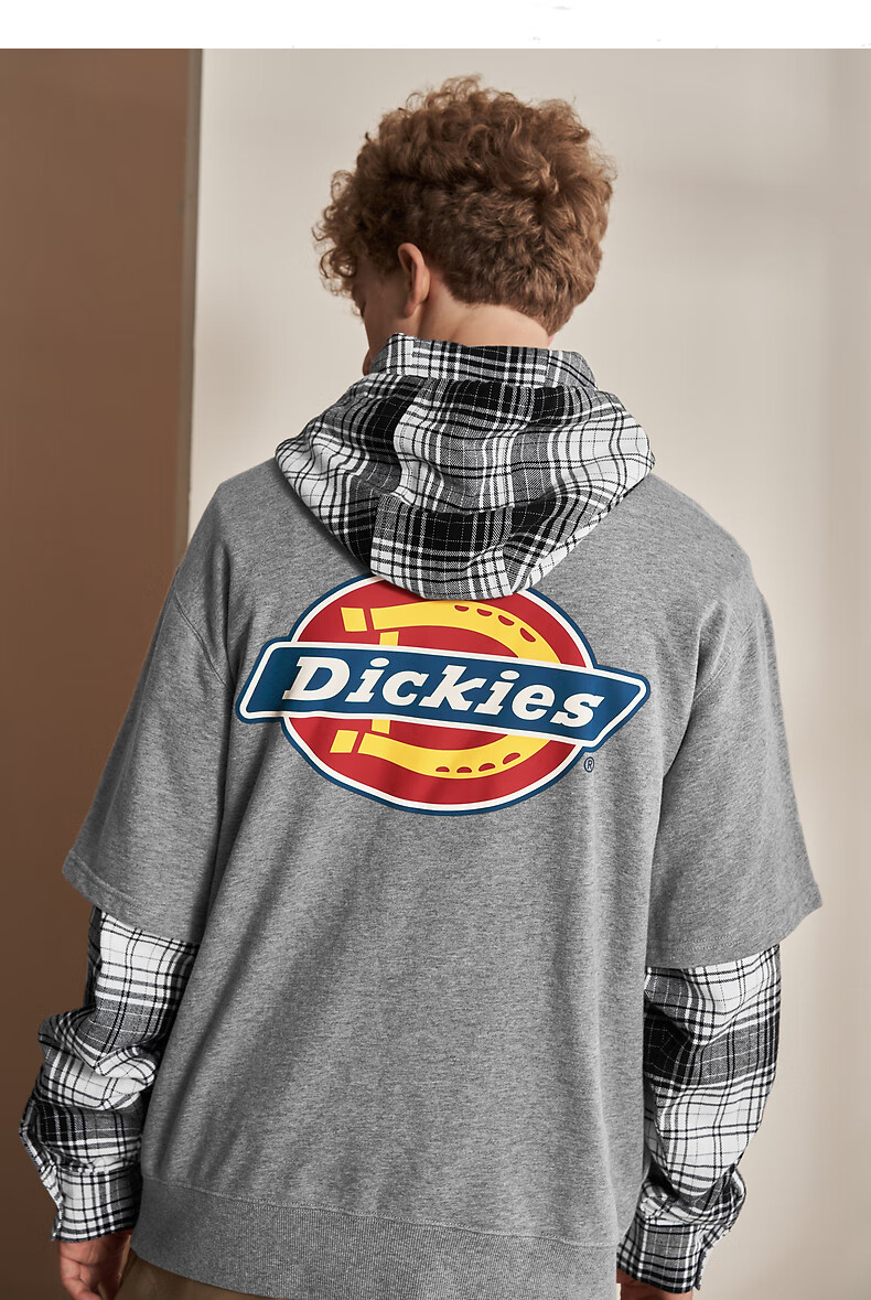 dickies情侣连帽卫衣男女迪凯斯拼接假两件2022秋季新品休闲帽衫 中羽