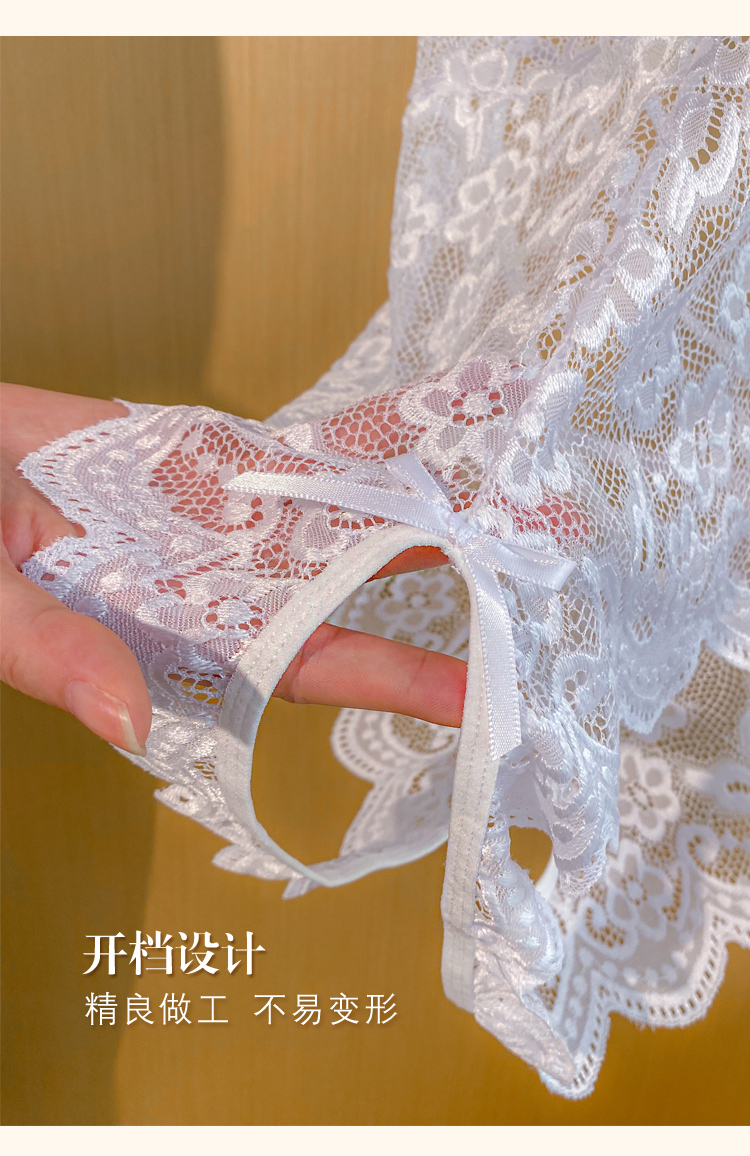 灵动仙气情趣内衣女蕾丝连体衣镂空透明薄开档性感紧身衣白色情趣免脱