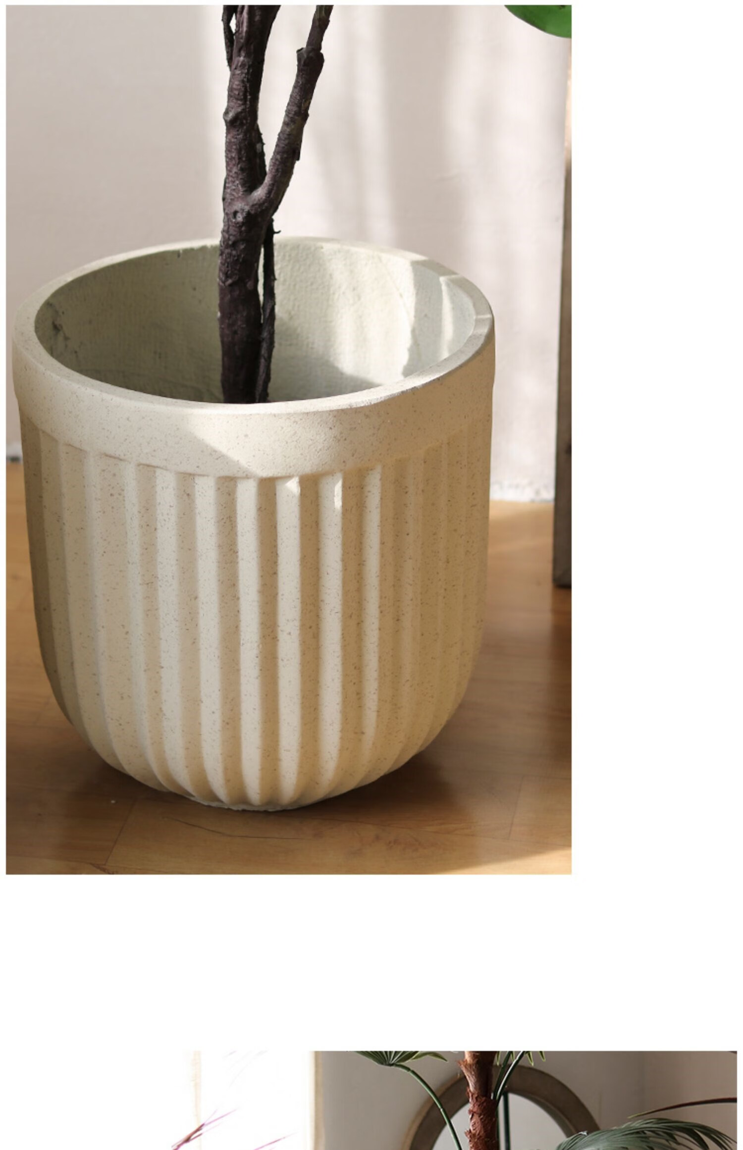 艺术花盆北欧氧化镁花盆简约现代创意圆形落地艺术盆客厅户外绿植盆栽