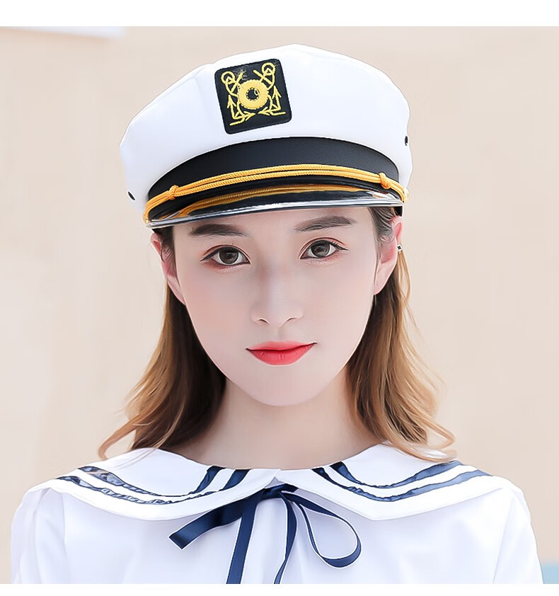 海军帽男夏船长帽亲子宝宝演出制服白色帽子儿童警察帽空水手船长帽