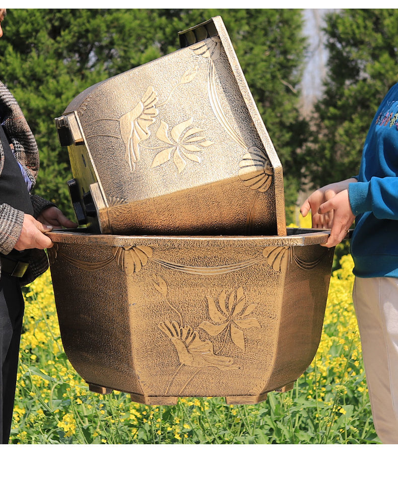 六角特大号铝塑可养鱼花盆加厚树脂睡莲盆庭院果树铁树种菜盆 无孔