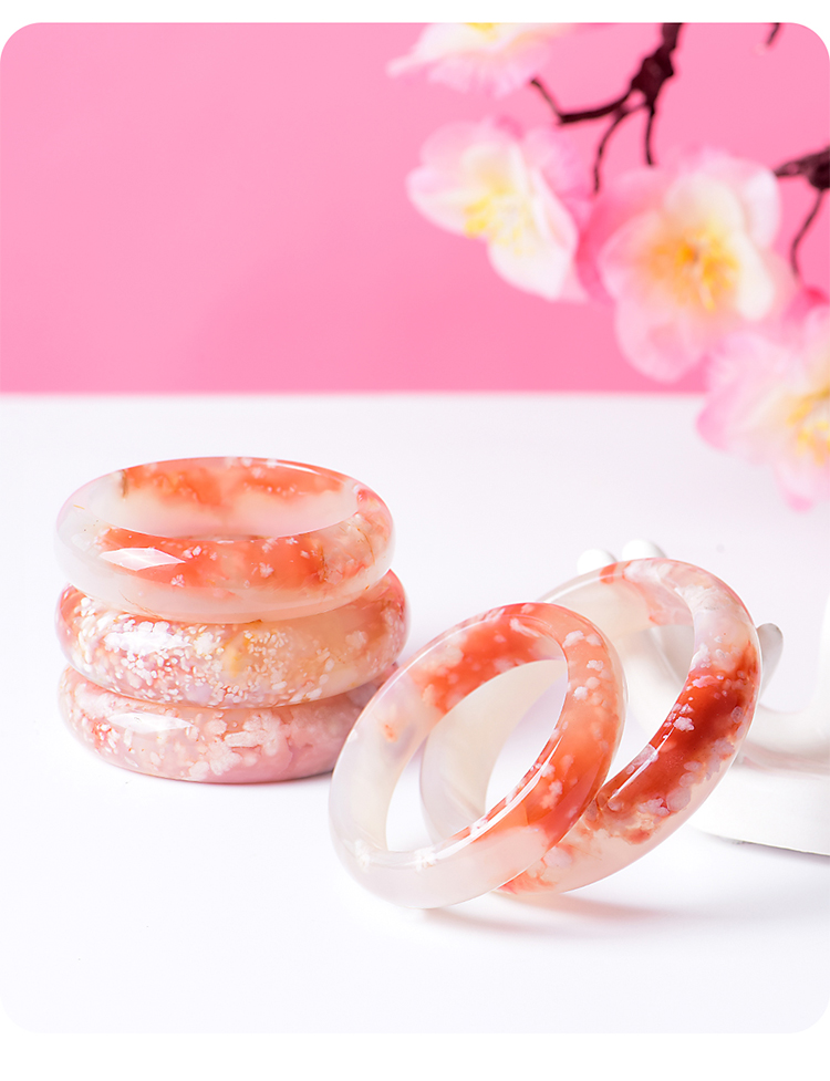 樱花玛瑙手镯玉化牛血红妖孽高货马达加斯加高冰透润水晶镯子sn934616