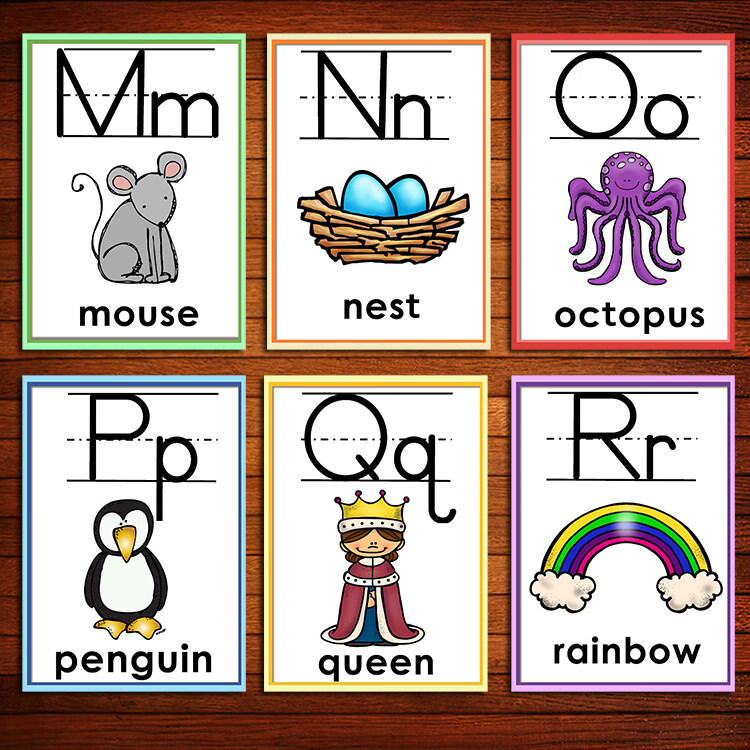 早教英语卡片教师教具全套卡26个字母英文闪卡宝宝幼儿童自然拼读单词