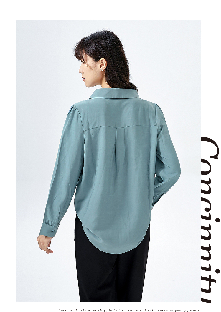 三福2021秋季女轻熟格纹褶皱设计衬衫舒适上衣女445281 米白 160/84a