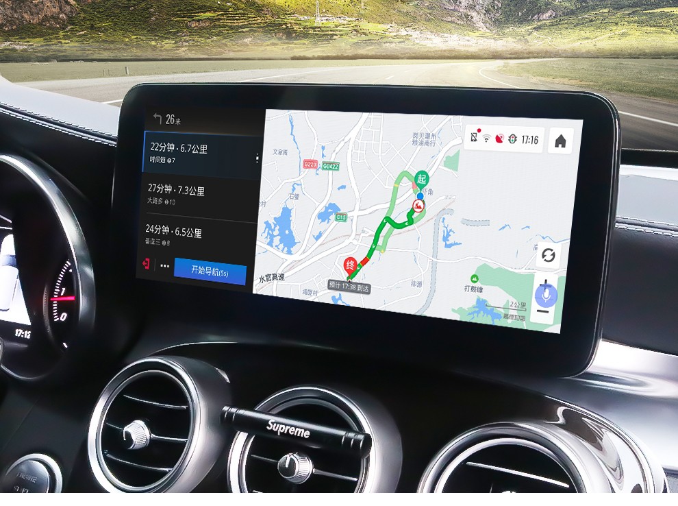 车雅奔驰c级e级c200l glc260 gla glk导航改装中控大屏记录仪倒车影像