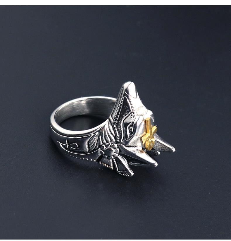 复古阿努比斯神防身护身破窗钛钢戒指古埃及死神胡狼头潮人指环a
