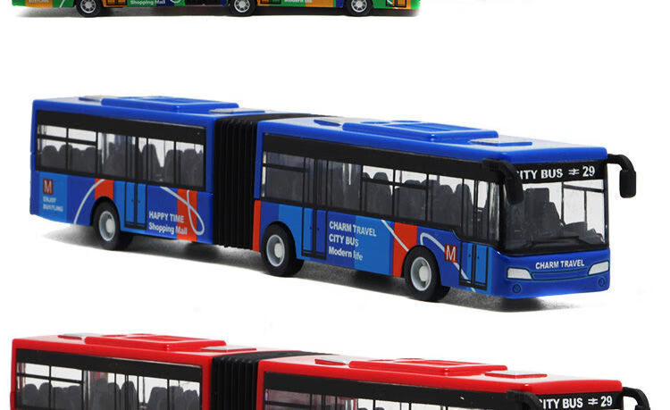 双节小巴士精致小巧复古模型摆件回力玩具公交车蓝色