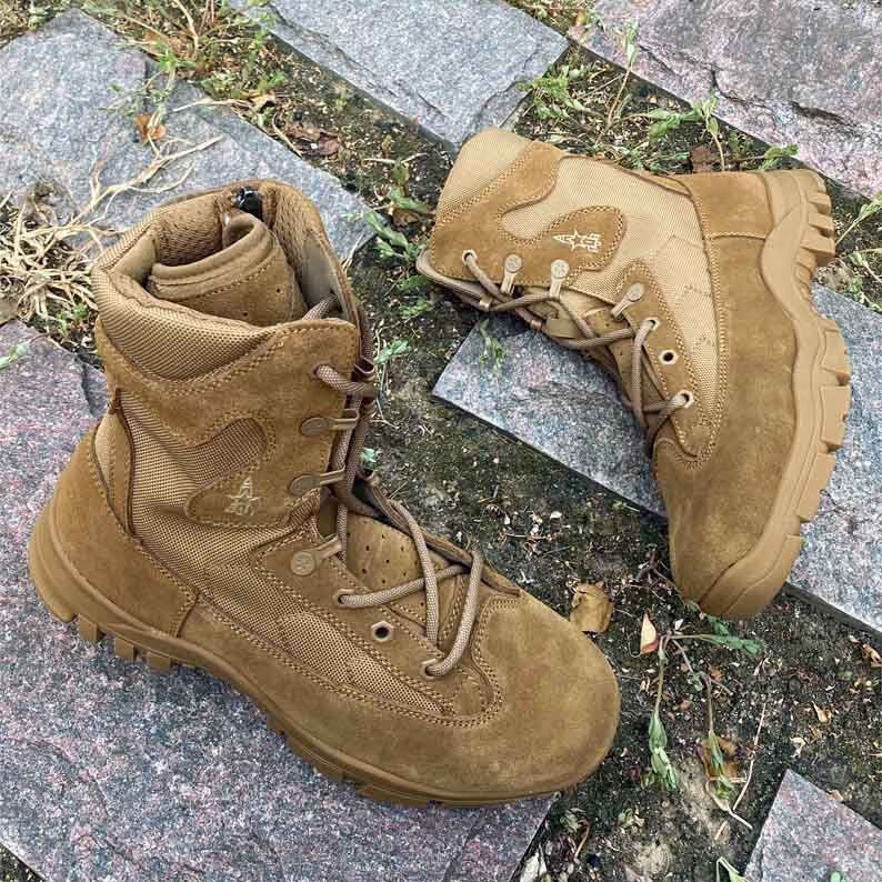 新式21式棕色作战靴头层牛皮户外战术沙漠防水防穿刺作训靴火箭靴