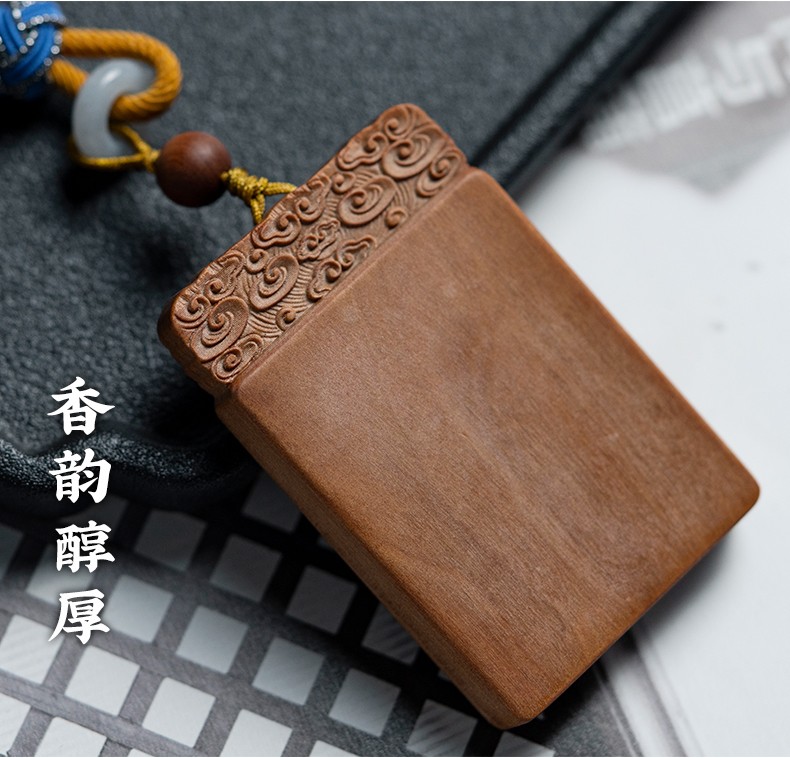顶盈手把件无事牌印度沉水级老山檀香木吊坠小叶紫檀车挂饰紫檀平安款