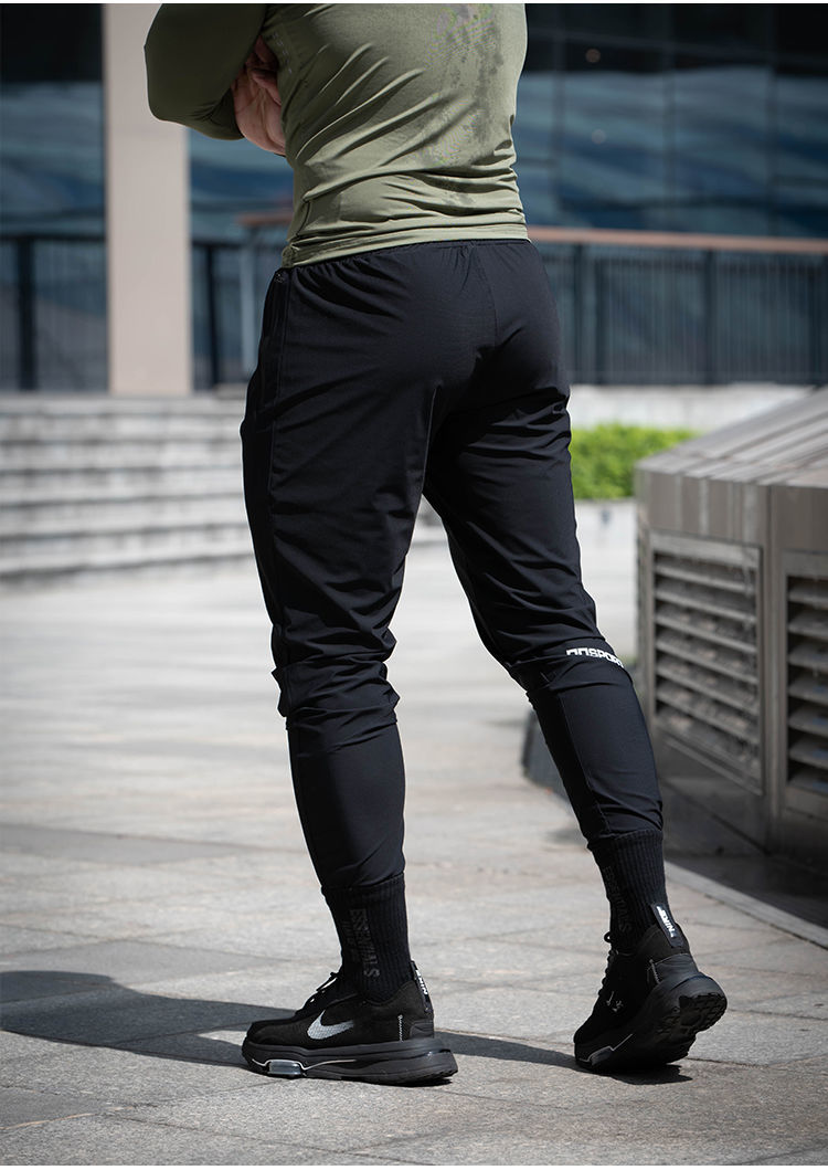 精选锦纶速干运动裤男直筒弹力健身裤超薄跑步裤子冰丝休闲裤收口卫裤