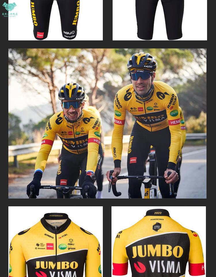 环法骑行服agu jumbo-visma 珍宝车队 2022环法特别限量版背带裤梵高