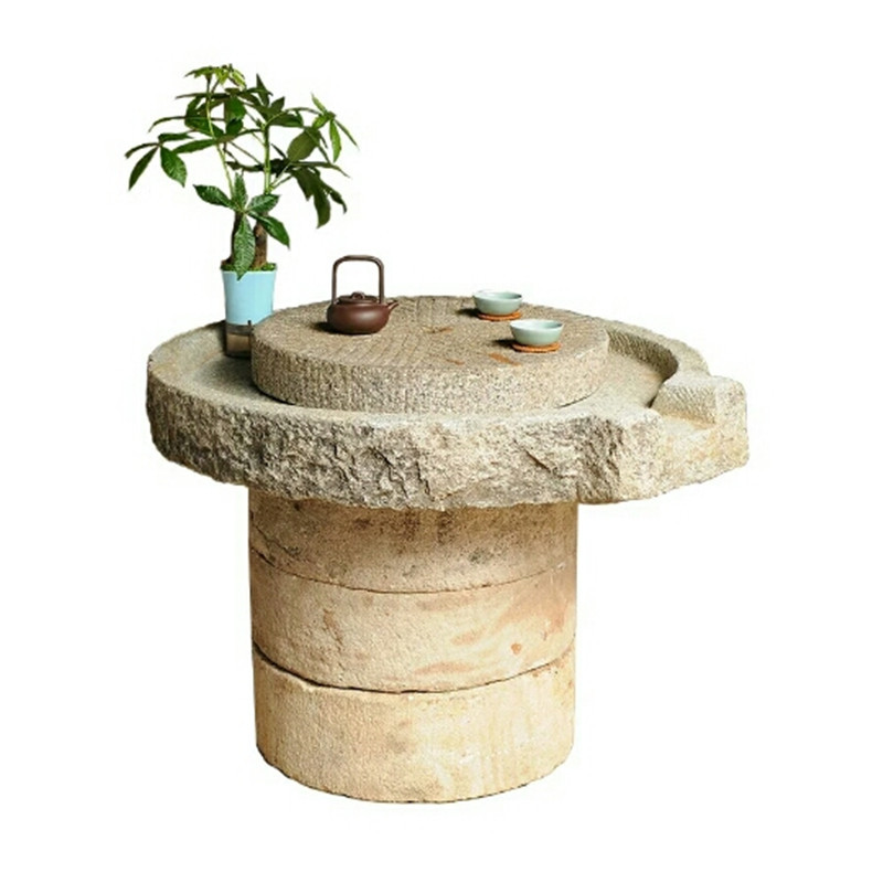 农村老旧石磨片盘茶盘桌摆件园林庭院别墅景观造景铺路石 小号直径40