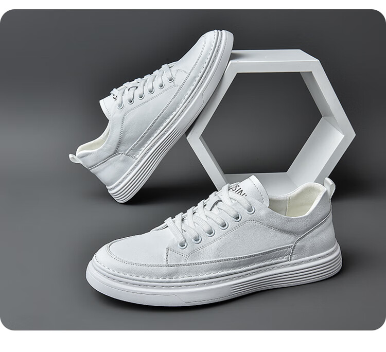 卓诗尼男鞋低帮板鞋牛皮革男士休闲鞋时尚百搭舒适透气运动鞋户外鞋子